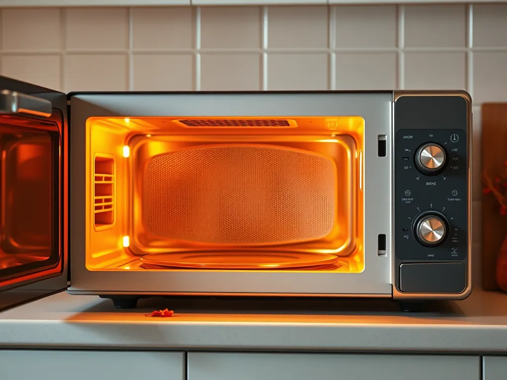 Microwave oven showing interior lighting, related to sparking issues