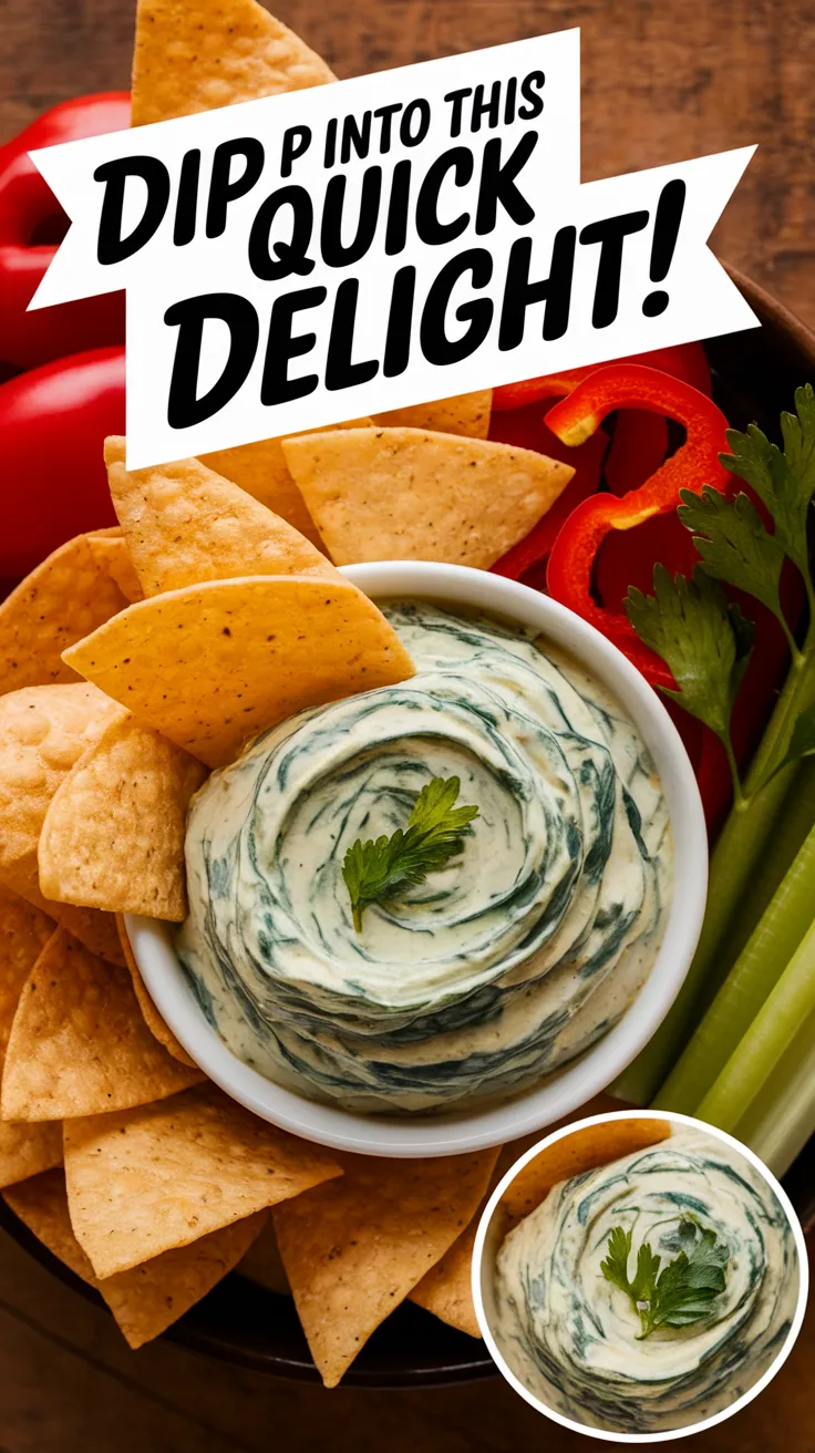 Delicious low-carb microwave spinach artichoke dip with tortilla chips and fresh vegetables
