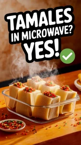 Delicious tamales being cooked in a microwave with colorful toppings, illustrating how to microwave tamales.
