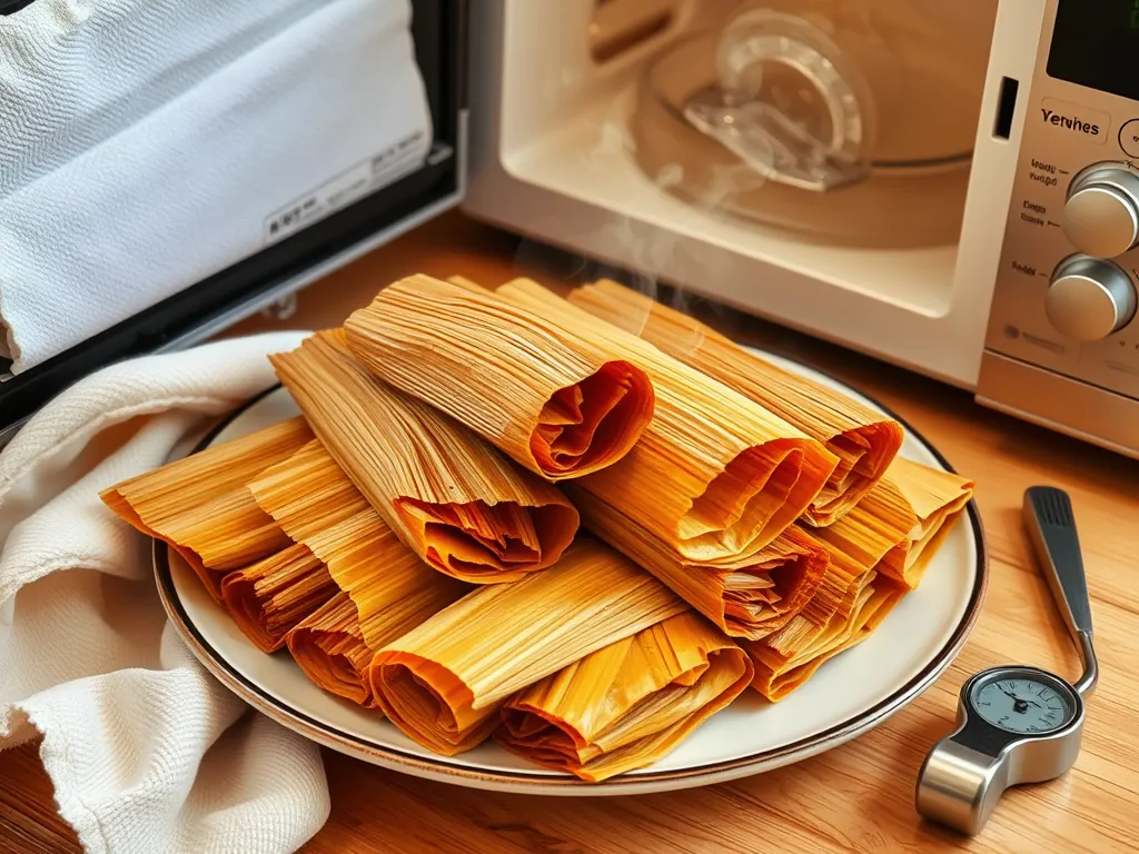 A plate of tamales ready to be microwaved, demonstrating how to cook tamales in the microwave.