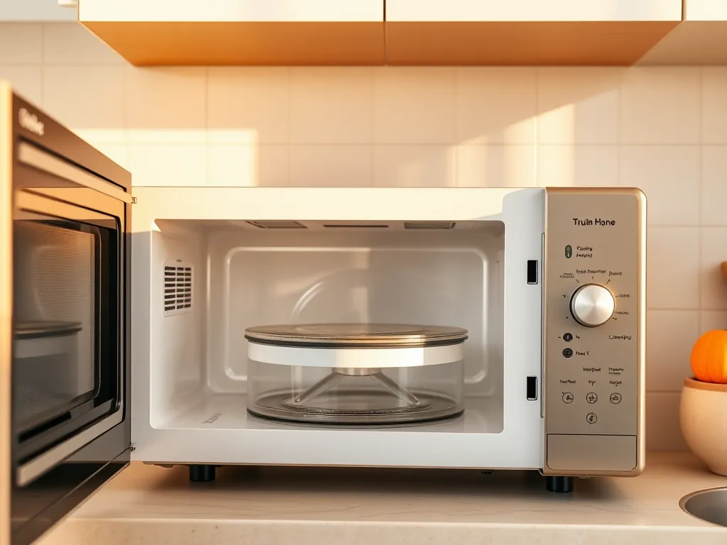 Microwave turntable showing bearing lubricant for noise reduction