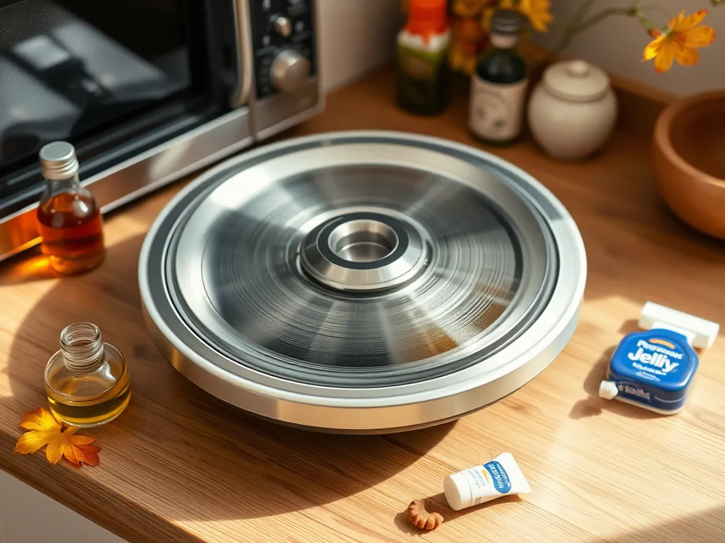 A microwave turntable with various lubricants to reduce noise