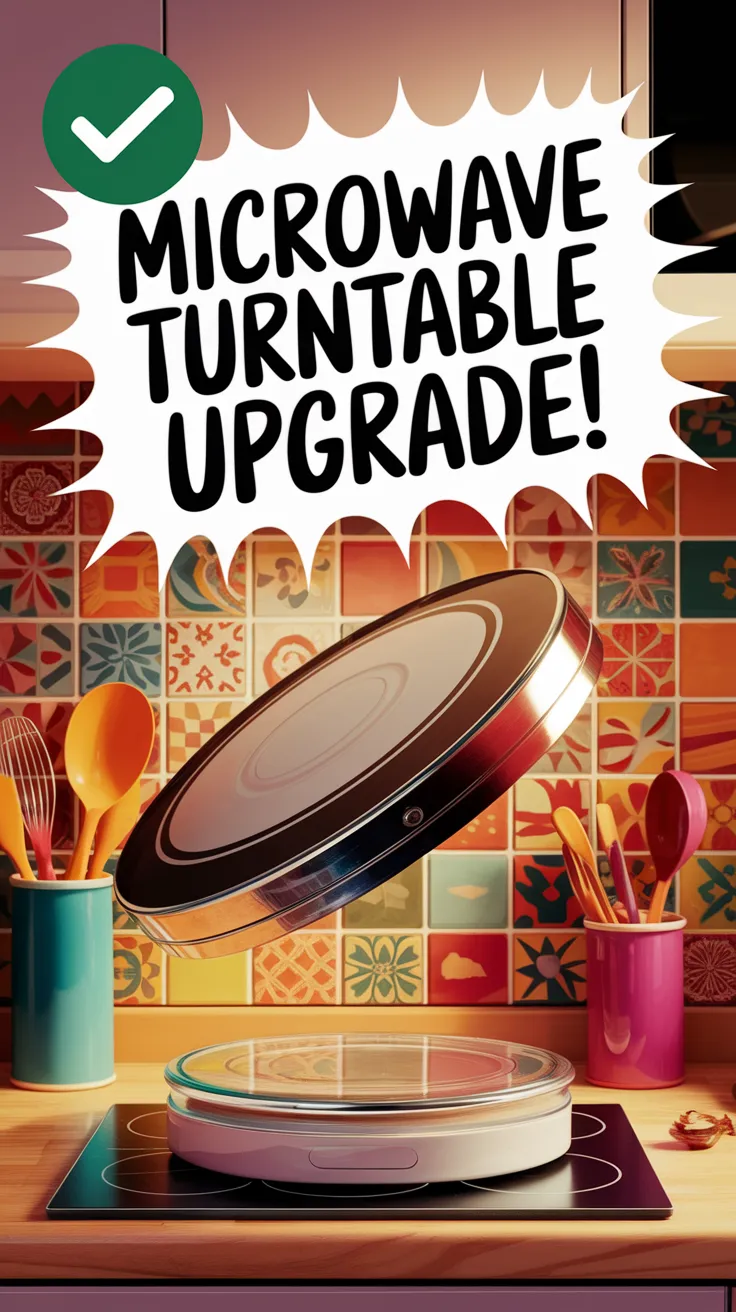 Microwave turntable upgrade showcasing an off-brand part with a stylish design.