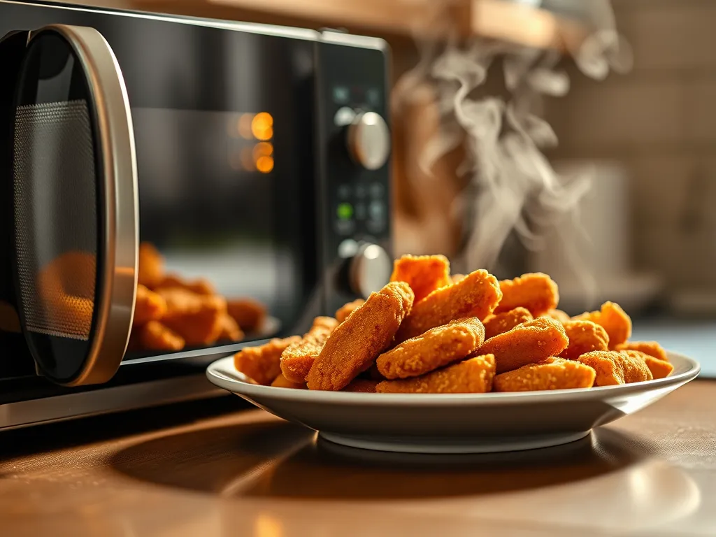 Delicious Tyson Air Fried Chicken Strips on a Plate Next to a Microwave