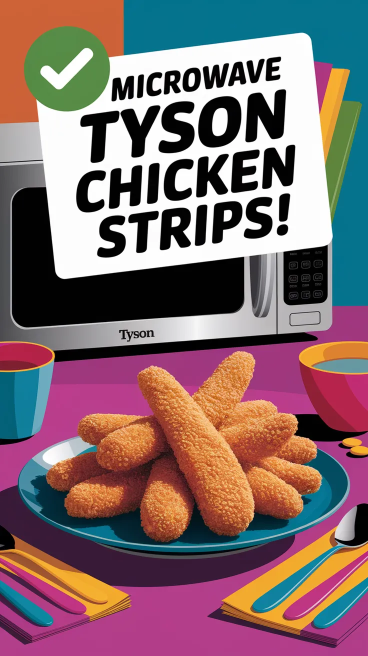 Microwave Tyson air fried chicken strips displayed with a microwave in the background
