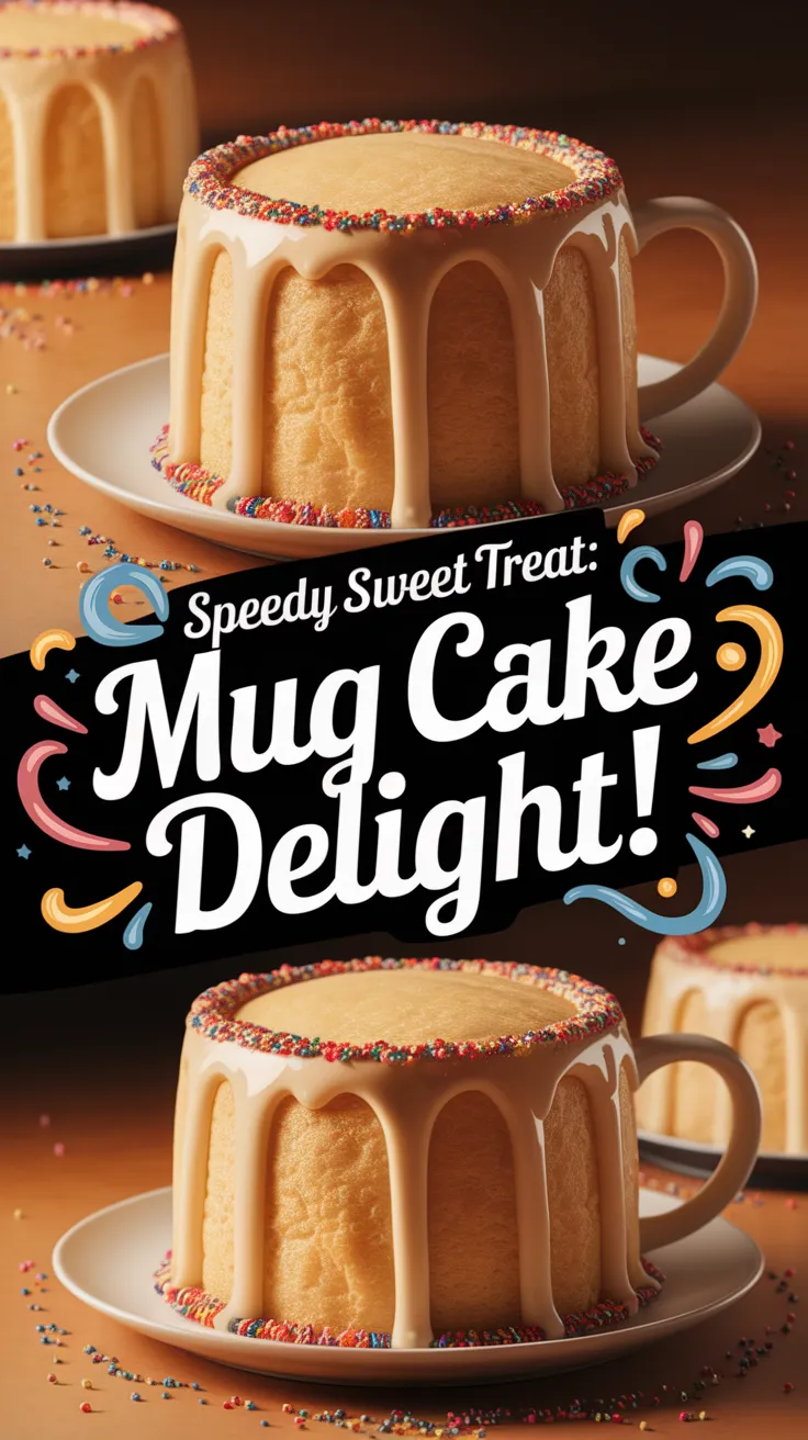 Delicious 2-Minute Microwave Vanilla Mug Cake with Sprinkles on a plate.