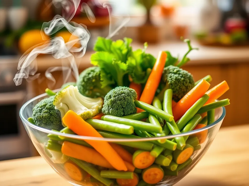 Fresh vegetables steamed in a bowl for restaurant-quality taste using the microwave trick.