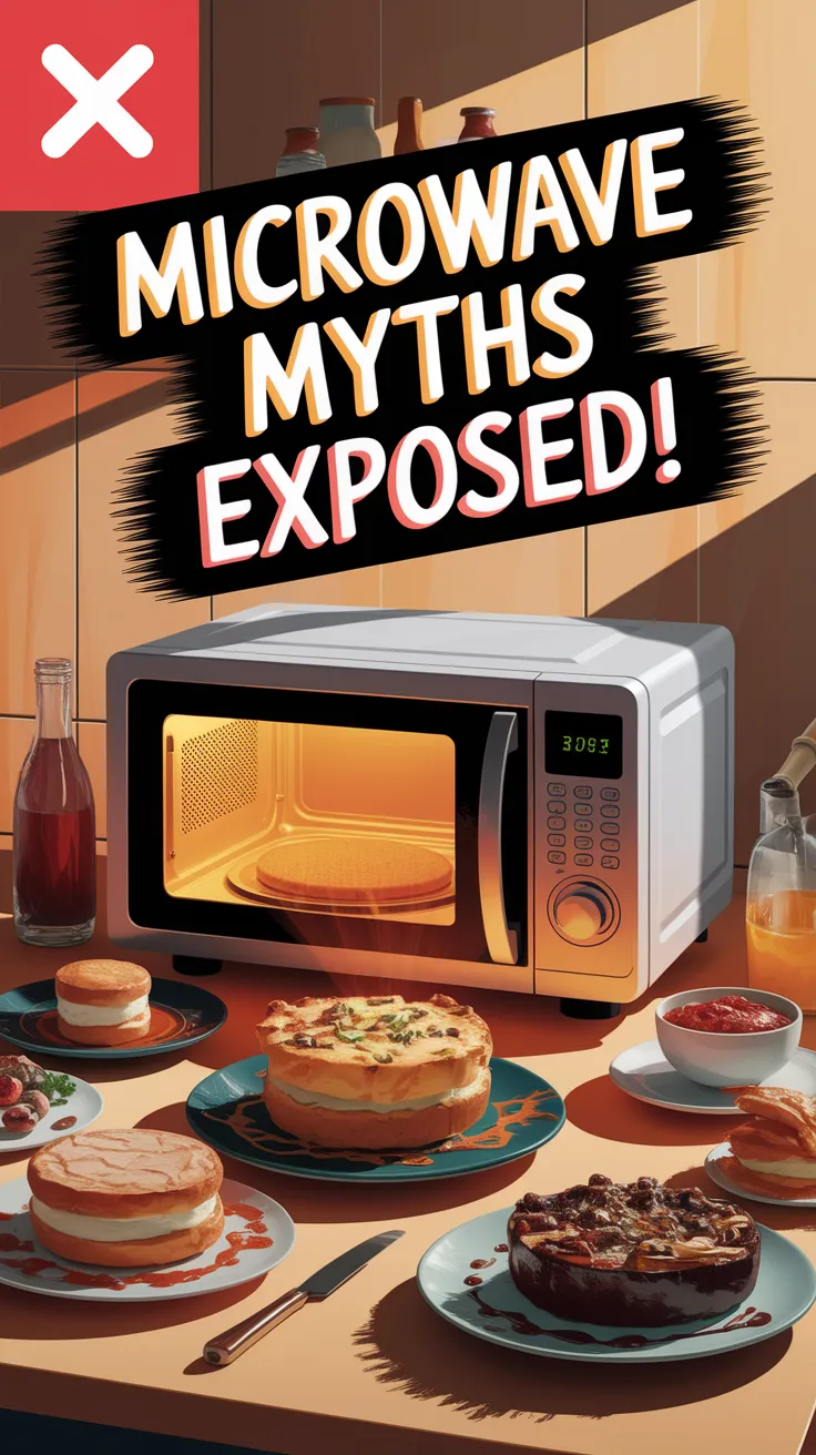 Microwave with various food items showing the impact of high wattage on cooking.