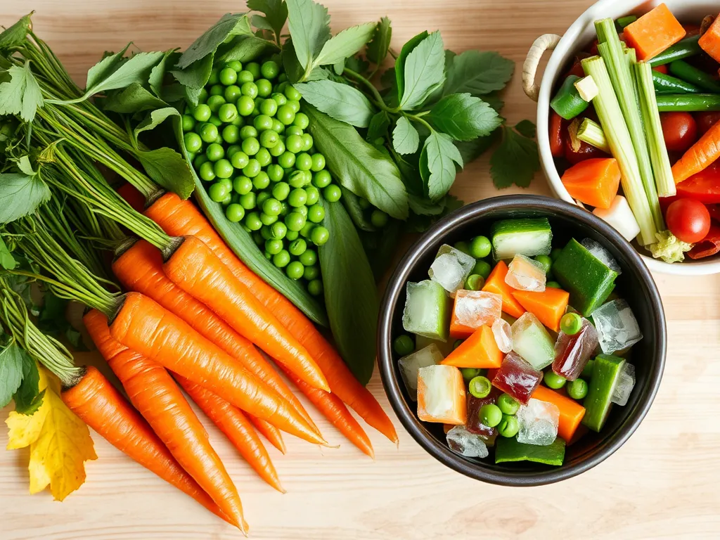 Fresh and frozen vegetables illustrating nutrient loss in microwaved food