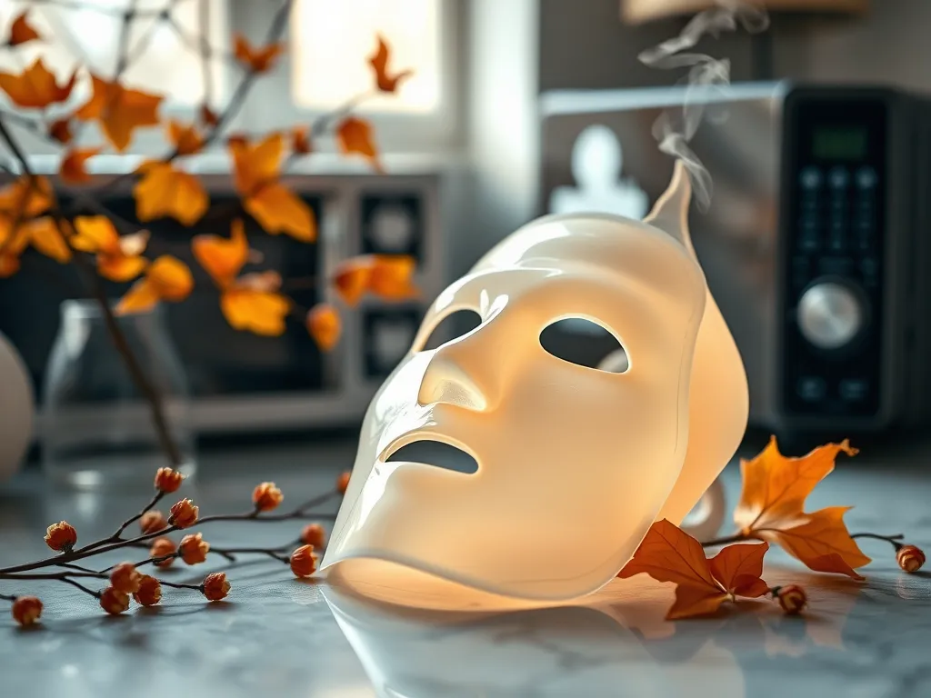 Hydrogel face mask placed on a kitchen counter, ideal for a spa experience