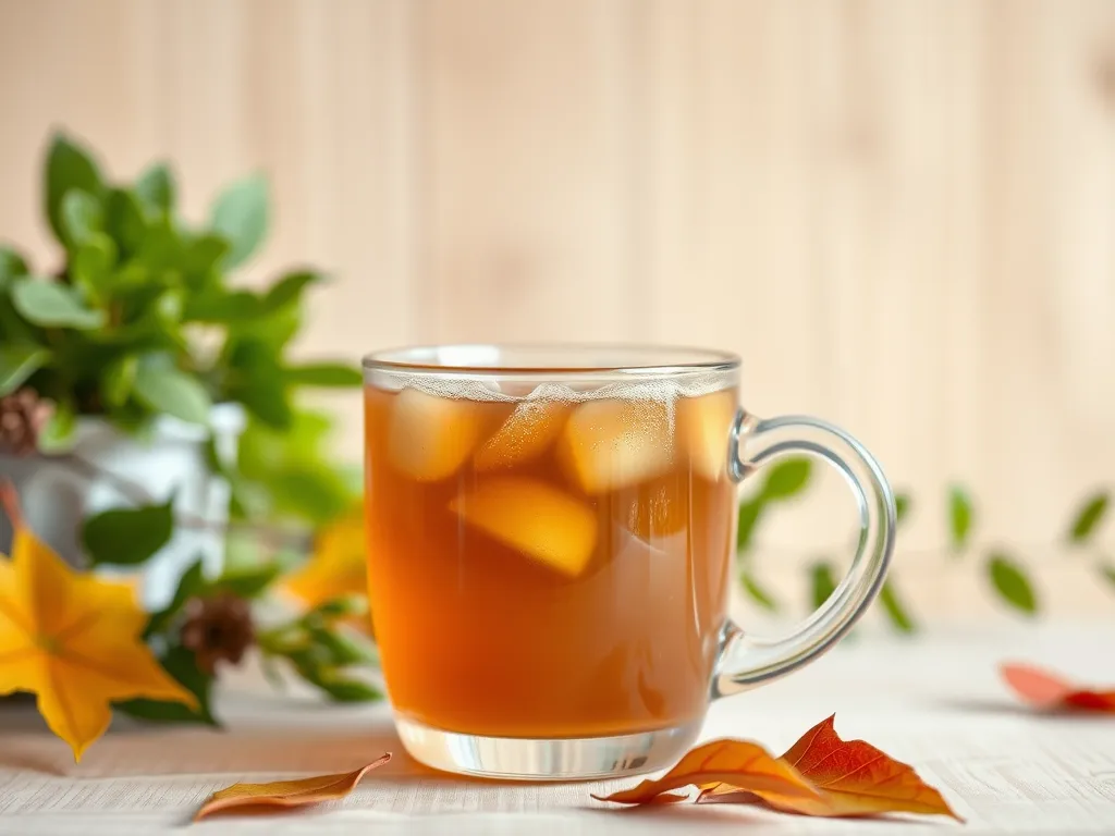 Cold kombucha beverage made from tea, relevant for reactivating probiotics.
