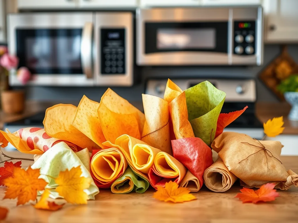Various beeswax food wraps in vibrant colors, showcasing their reusable nature and eco-friendliness.