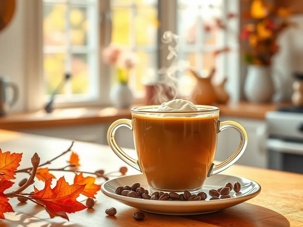 Steaming cup of coffee with collagen peptides for health benefits