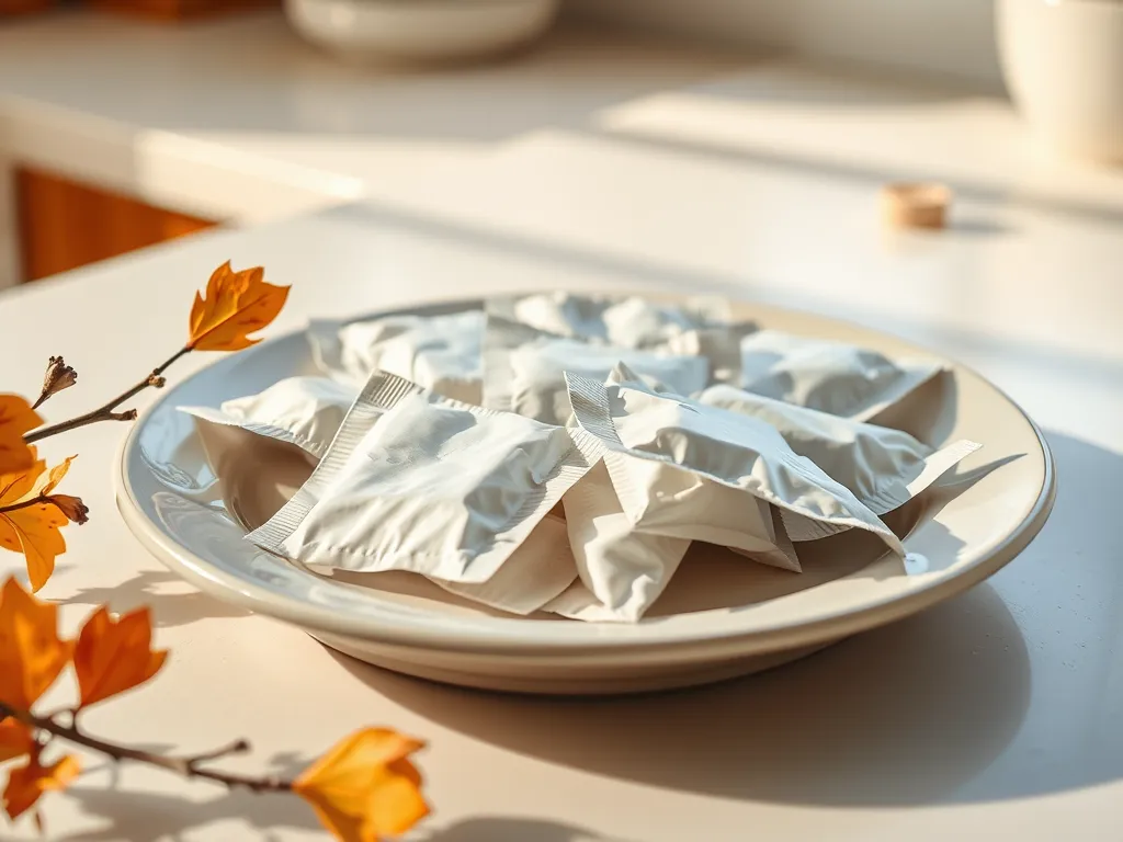 Silica gel packets on a plate, related to recharging silica gel in the microwave