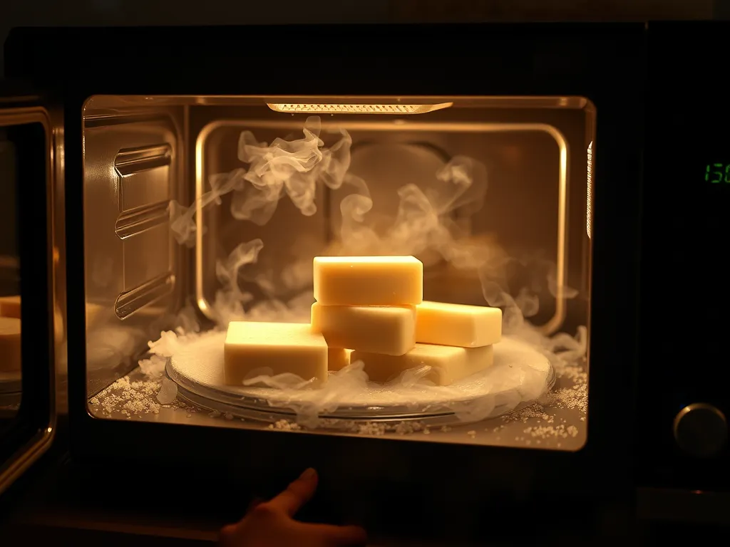 Soap blocks melting in a microwave, exploring the viral cleaning hack.