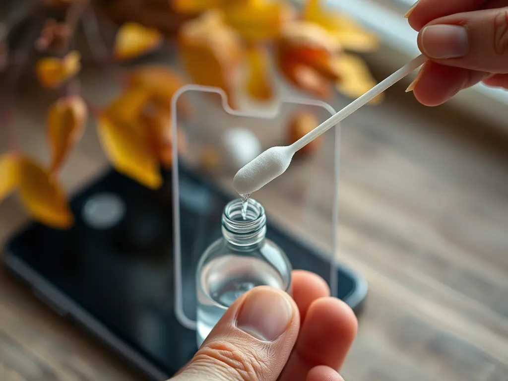 Applying solution to a tempered glass screen for phone repairs