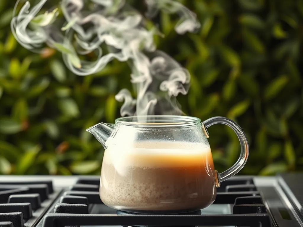 A steaming glass teapot with boiling water, highlighting the hidden risks of microwaving water for tea.
