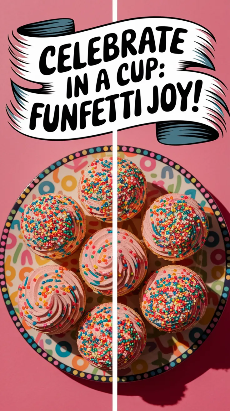 Delicious Mini Funfetti Cakes topped with colorful sprinkles, perfect for microwave celebrations.