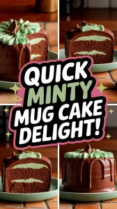 Delicious mint chocolate mug cake ready to enjoy, perfect for a quick dessert.