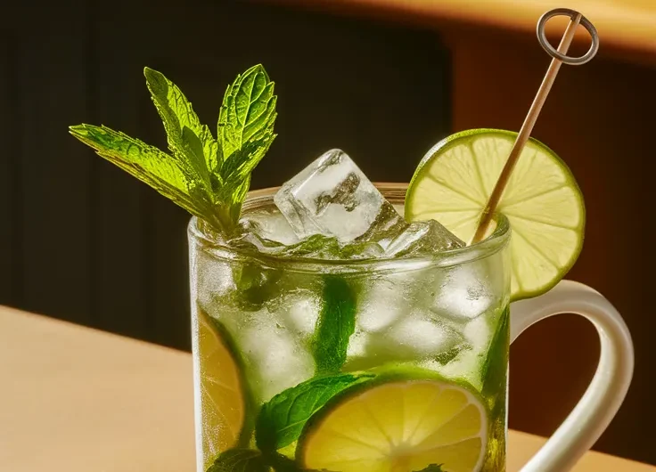 Mojito Mocktail in a Mug (Microwave Mint Syrup)