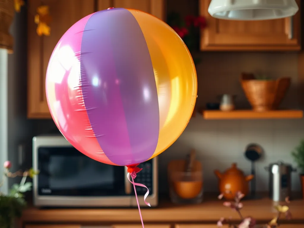 Mylar balloon in a kitchen setting, related to deflating tips for Mylar balloons.