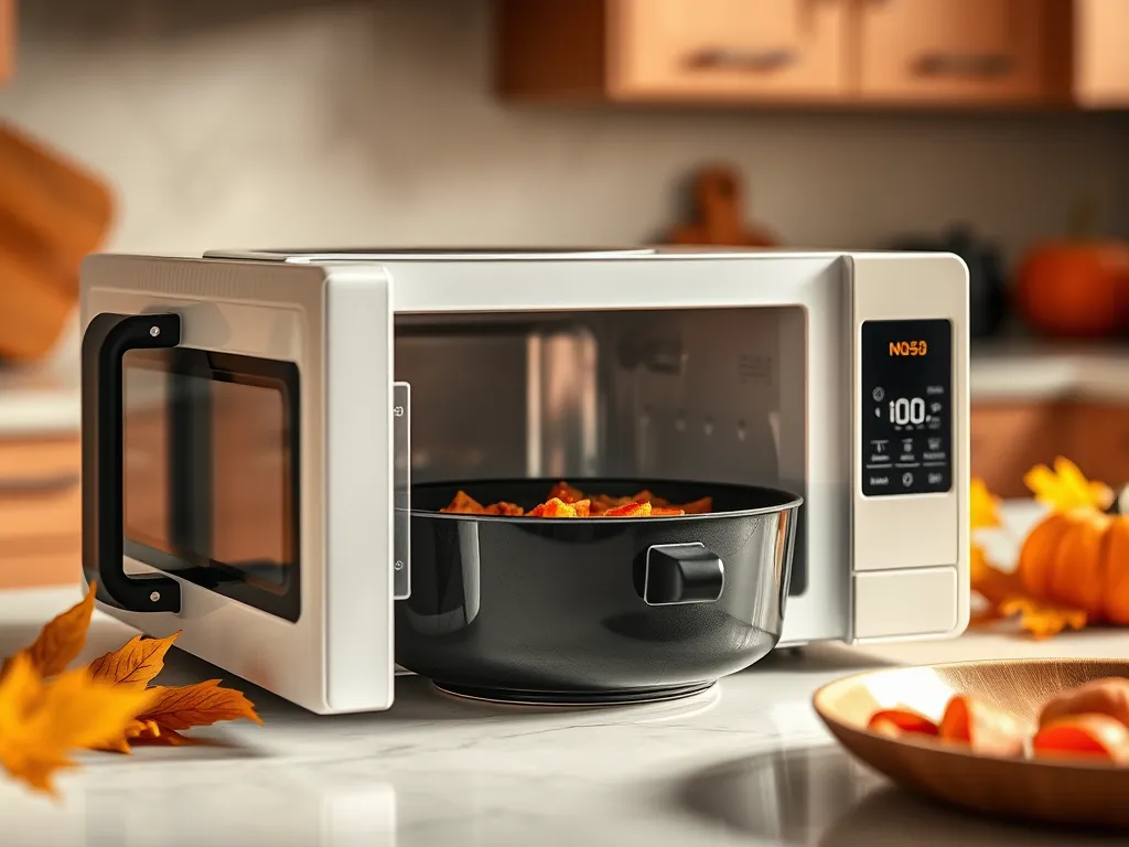 A microwave with a non-stick container, illustrating PFAS exposure risks.