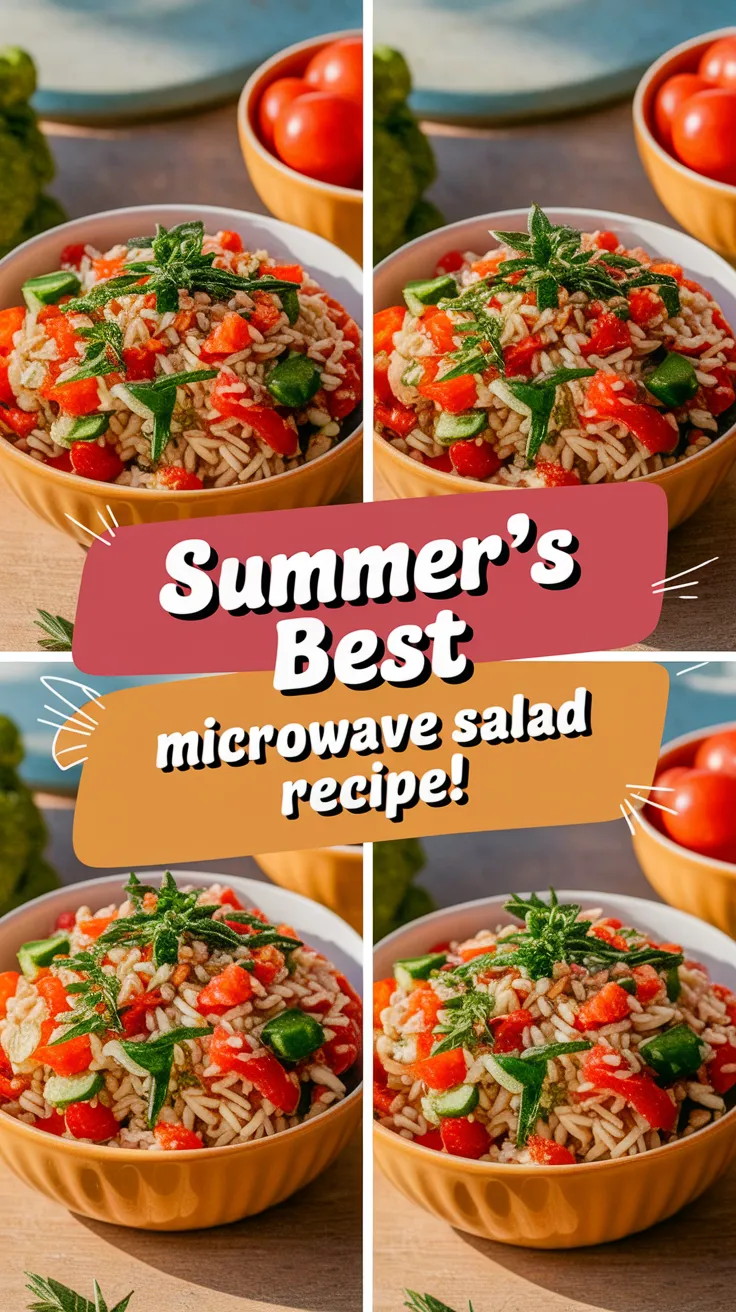 Delicious orzo salad with fresh summer herbs and vegetables, perfect for a microwave-friendly meal.