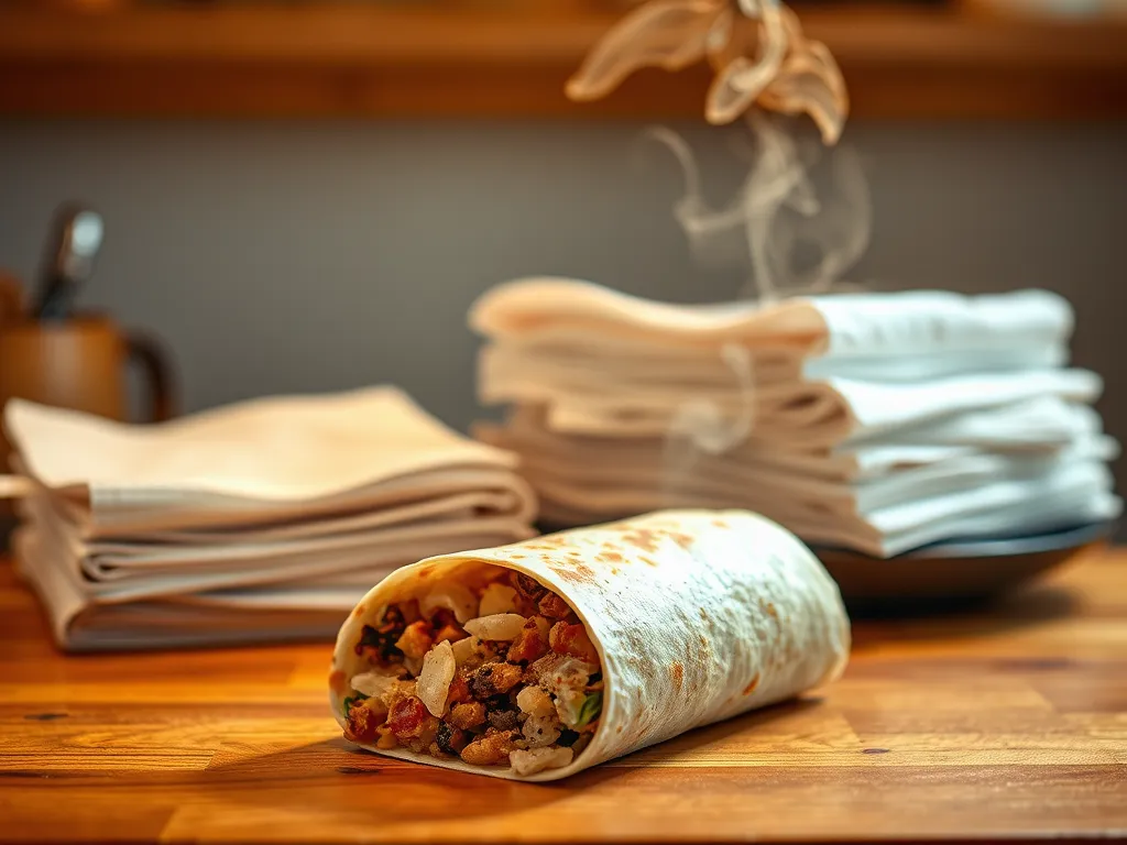 Burrito wrapped in paper towels with steam, illustrating safe use of paper towels in the microwave.