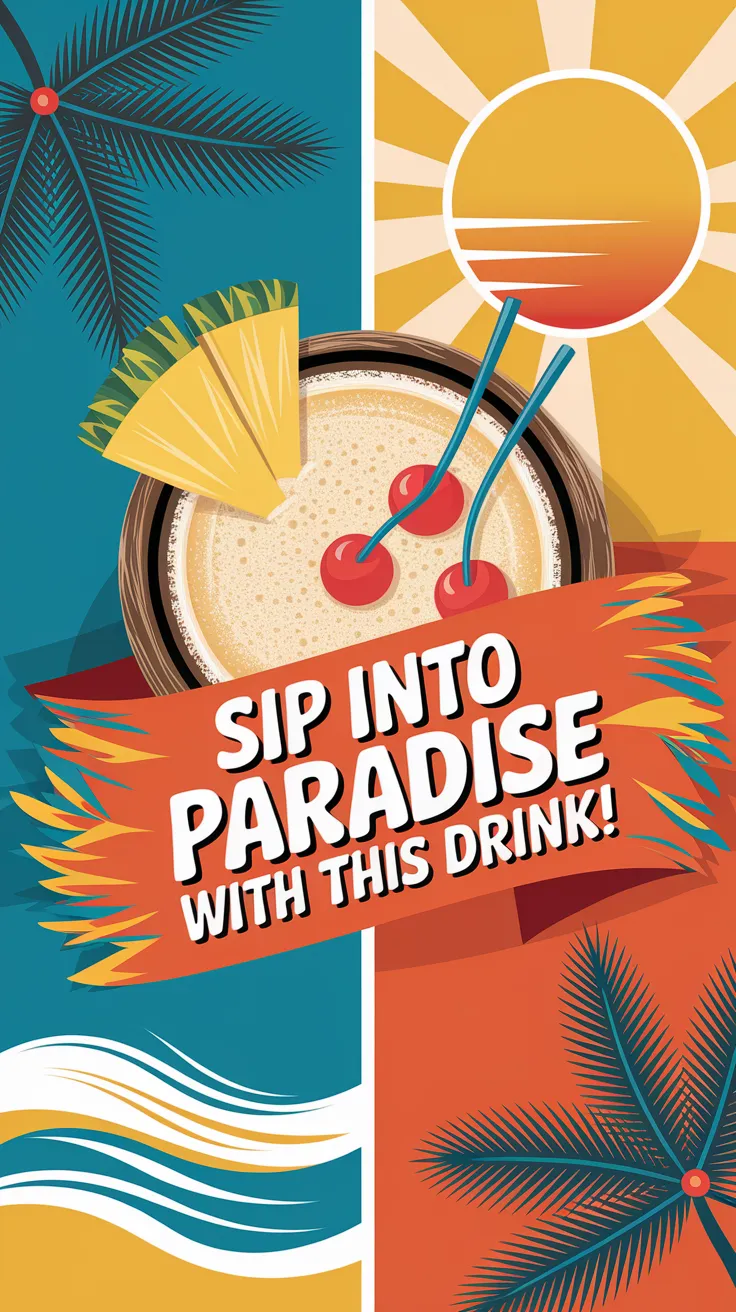 Delicious Pina Colada with Beach Breeze and Pineapple Slice