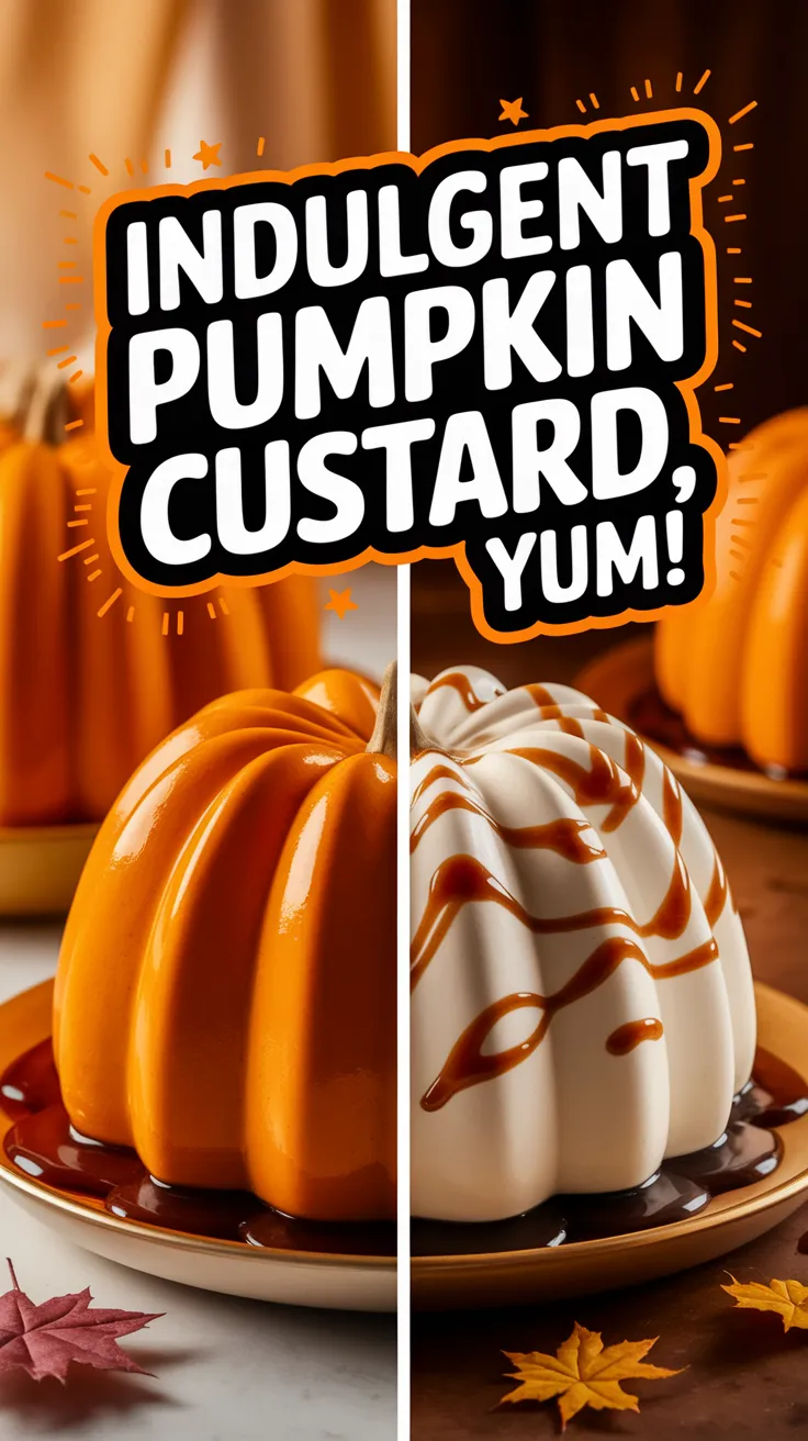 Delicious Pumpkin Custard drizzled with Maple Syrup, showcasing a rich and creamy dessert.