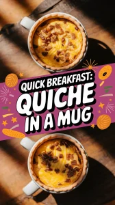 Delicious 2-Minute Microwave Breakfast Quiche in a Mug with bacon