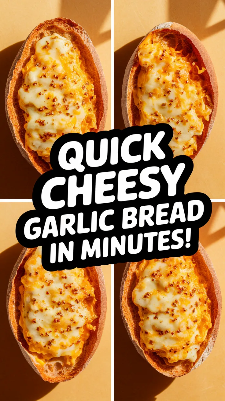 Delicious quick cheesy garlic bread prepared in the microwave.