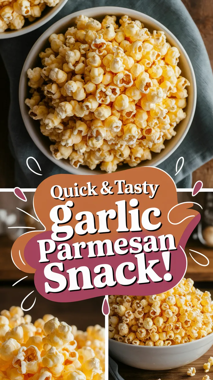 Delicious quick garlic parmesan popcorn in a bowl, perfect for snacking.