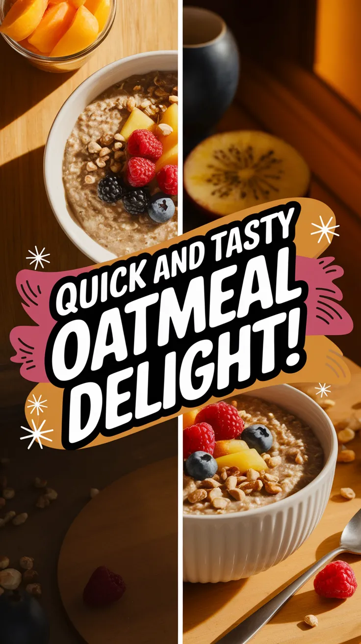 Bowl of quick and healthy oatmeal with fruits, perfect for a microwave meal.