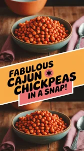 Delicious Cajun chickpeas prepared quickly in a microwave.