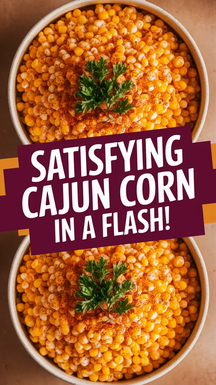 Dish of microwave Cajun corn topped with spices and herbs