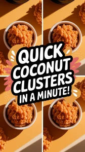 Delicious quick microwave coconut clusters in bowls ready to enjoy.
