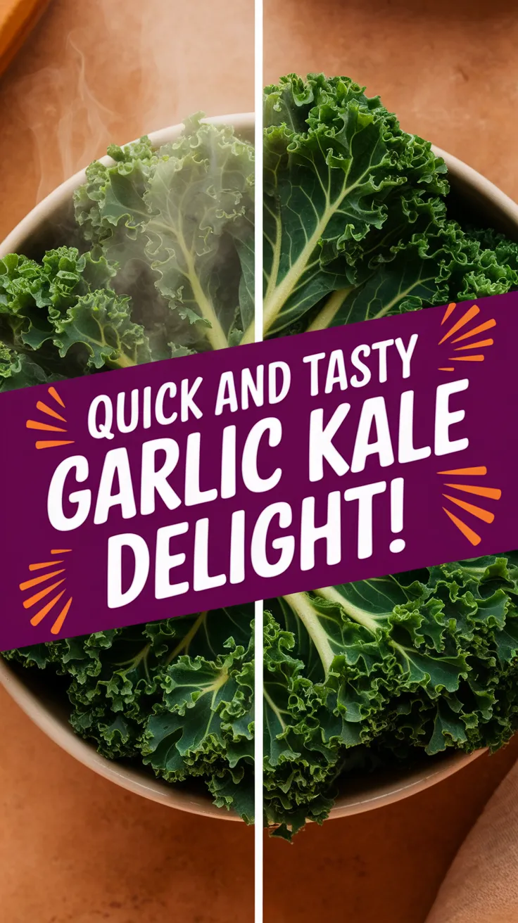 Delicious garlic kale ready for quick microwave cooking