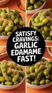 Delicious bowl of microwave garlic Parmesan edamame, perfect for a quick snack.