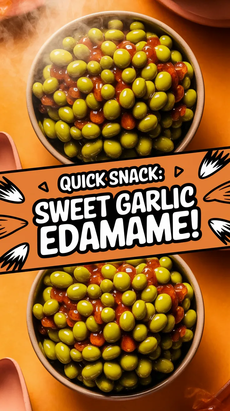 Delicious quick microwave honey garlic edamame in a bowl.