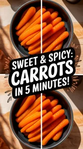 Delicious quick microwave honey ginger carrots garnished and ready to serve.