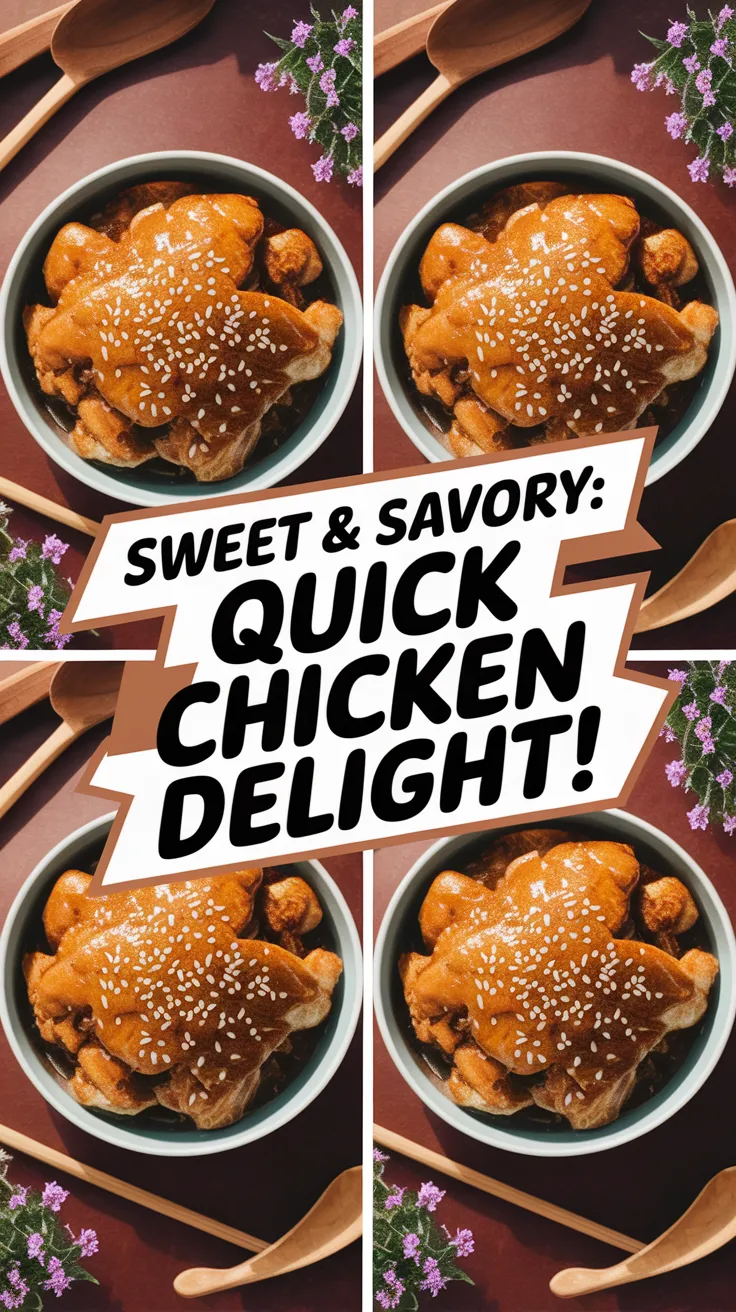 Bowl of quick microwave honey sesame chicken topped with sesame seeds, perfect for a quick meal.