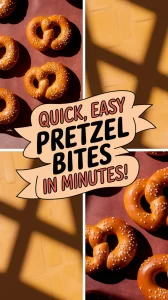 Delicious quick microwave pretzel bites with a crispy finish and sesame seeds.