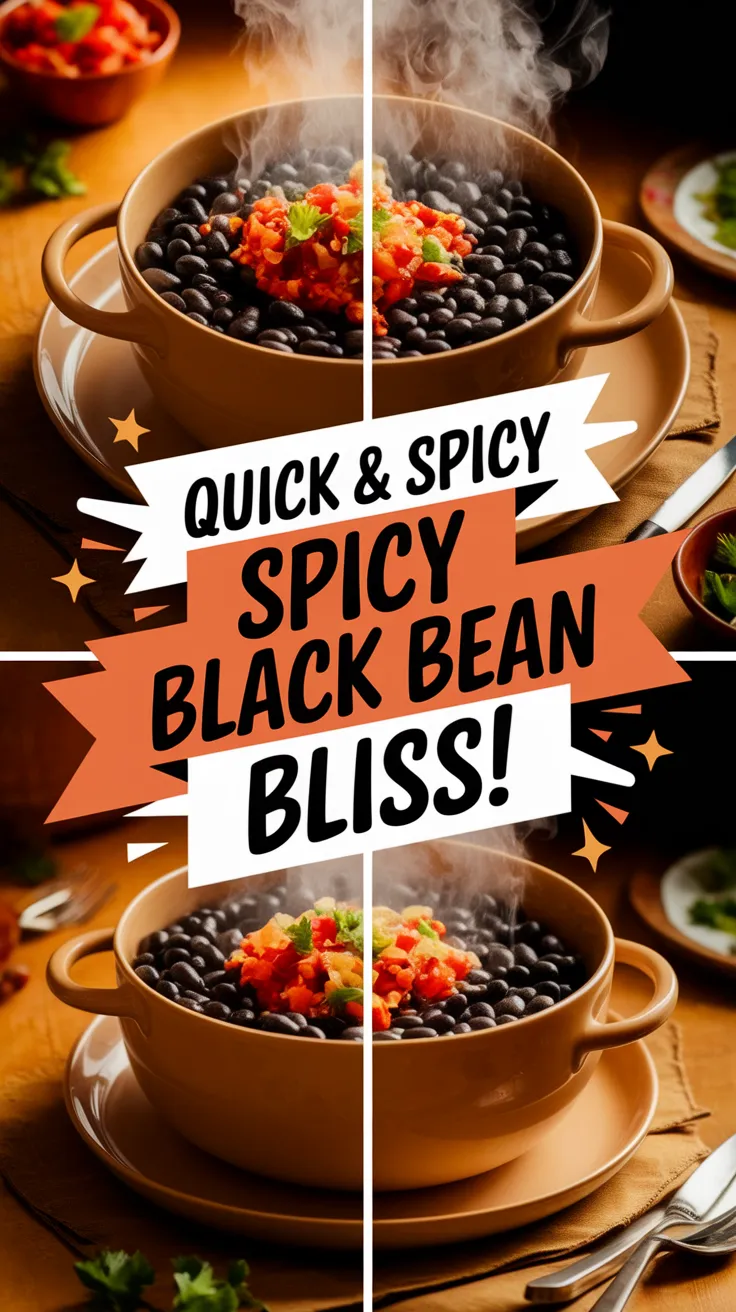 Image of a delicious quick spicy black bean dish, showcasing beans and toppings.