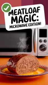 Deliciously reheated meatloaf next to a microwave, showcasing how to reheat meatloaf in the microwave.