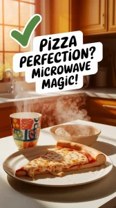 Reheat pizza with a cup to achieve a crispy crust