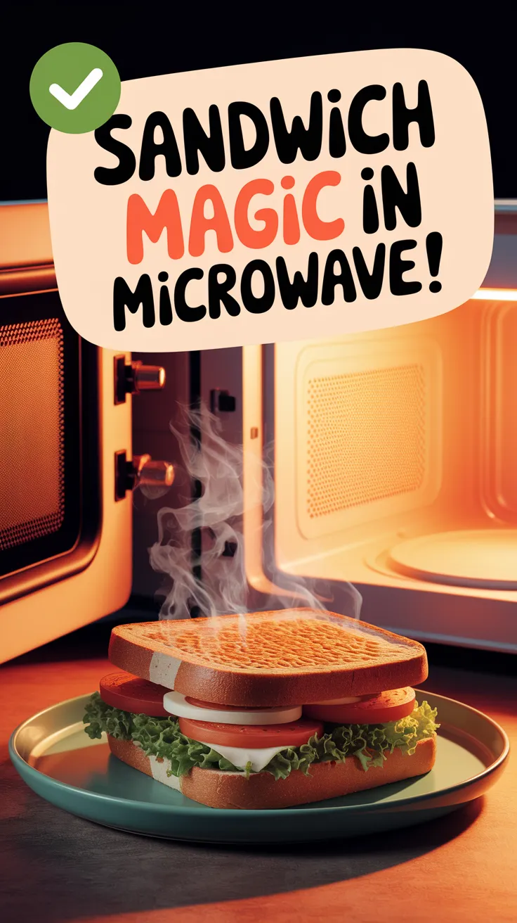 A freshly reheated sandwich in a microwave, showcasing steam and delicious ingredients, ideal for how to reheat sandwich in microwave.