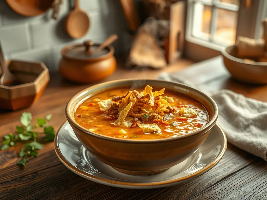 Bowl of soup with crispy toppings, perfect for reheating and retaining crunch.