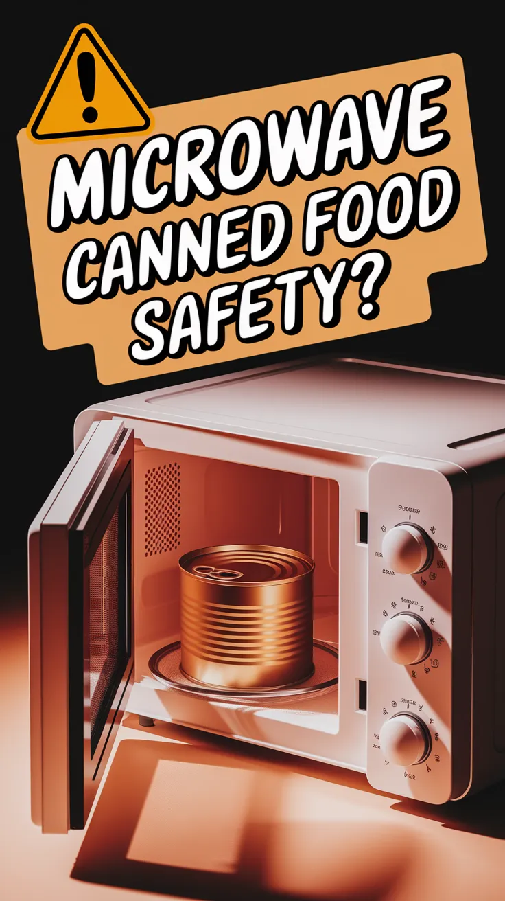 Microwave with canned food showcasing safety risks associated with reheating canned food