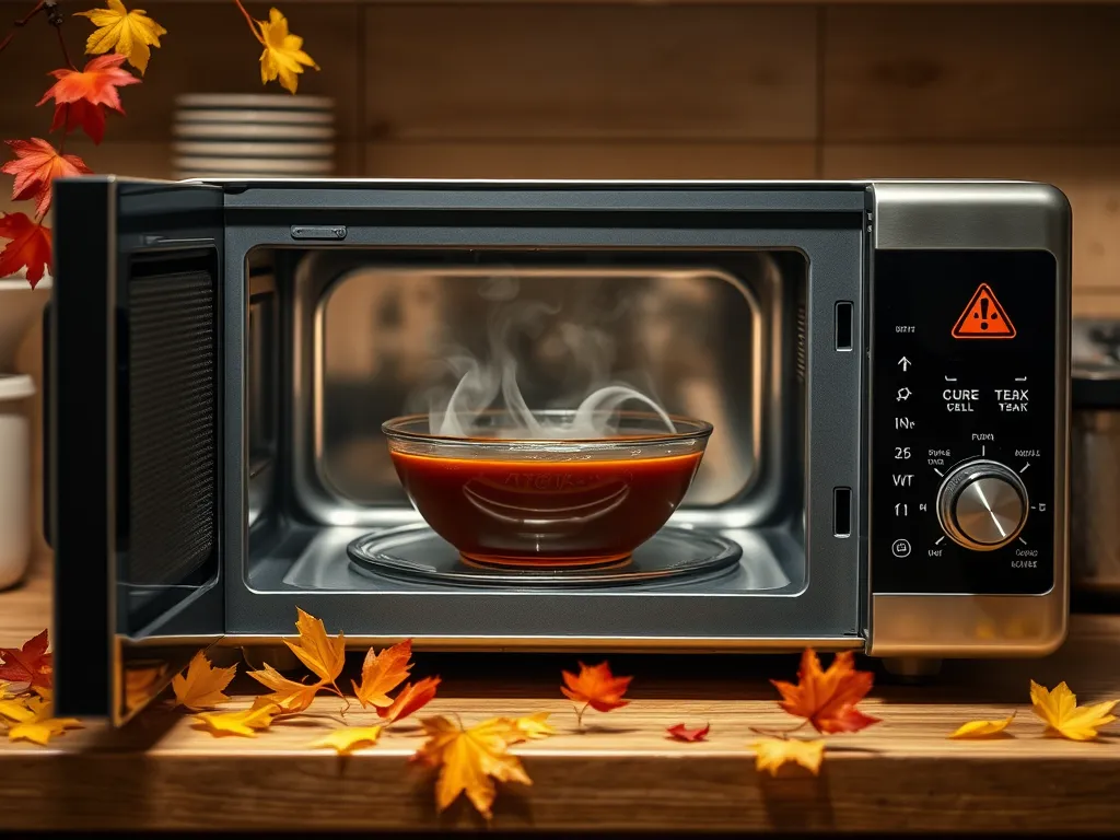 Bowl of oil steaming inside a microwave, illustrating the reheating process of oils and its impact on healthy fats